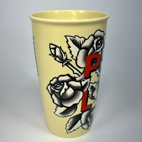 Starbucks 2017 Portland Rose Ceramic Double Wall Mug Tumbler 12oz Tattoo NEW - Picture 3 of 8